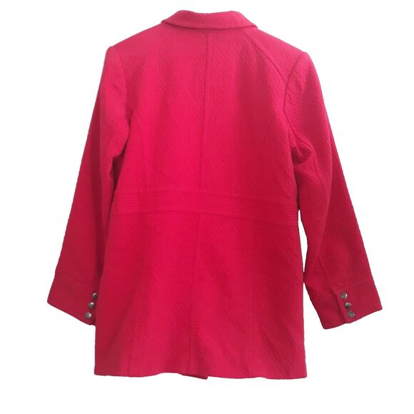 Dialogue Lined Trench Coat Women Medium Red Clasp Closure Lined Pockets - Picture 2 of 14